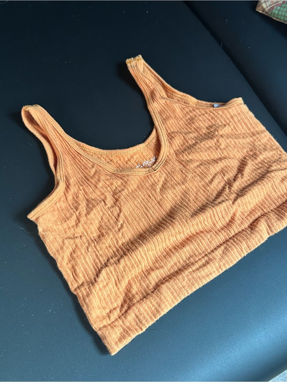 Urban Outfitters Ribbed Cropped Tank Top - Burnt Orange